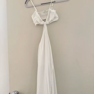 INTO long white dress with cut outs